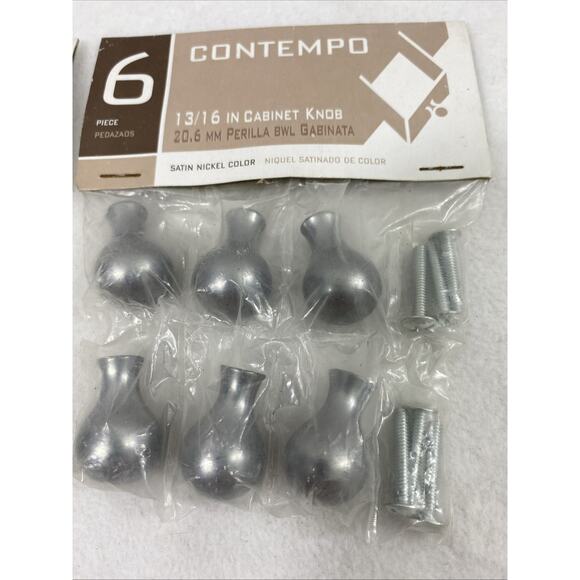 Lot of 12 Contempo Satin Nickel Cabinet Drawer Pulls Knobs Handles 13/16 " New - Picture 3 of 5